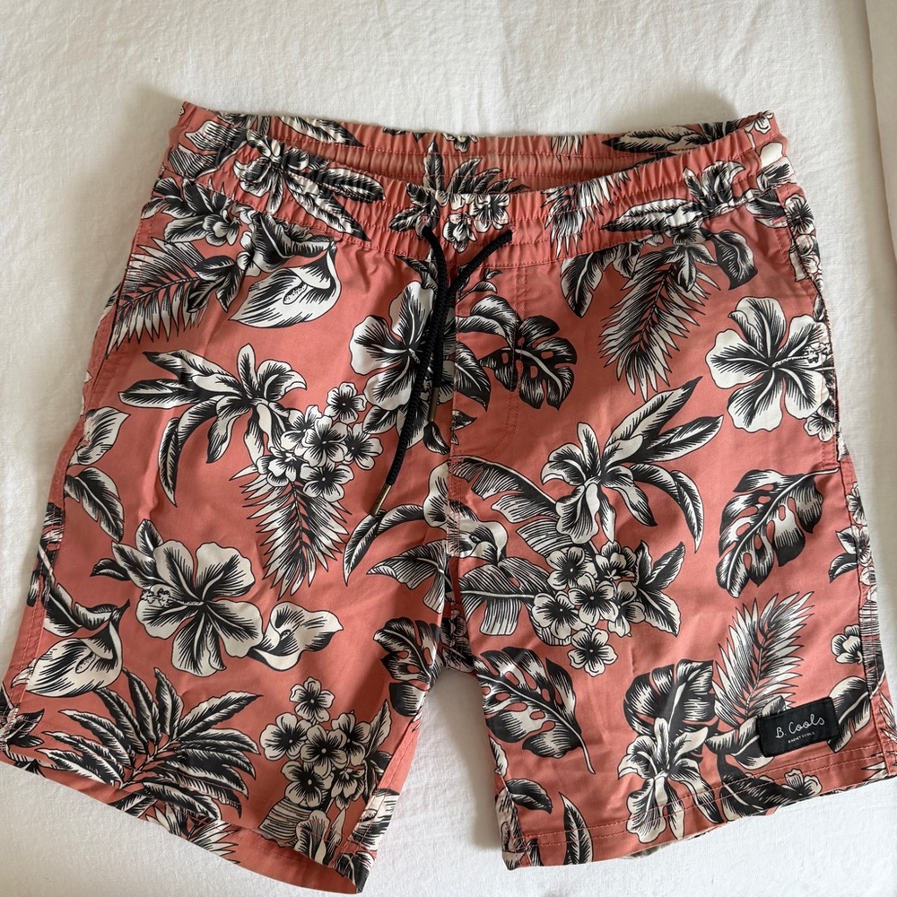 Barney Cools Coral and Black Floral Board Shorts